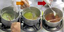 温度によって変化する砂糖の形状に一喜一憂。
