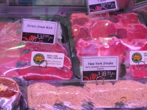 MSA牛肉が置かれた精肉店のショーケース