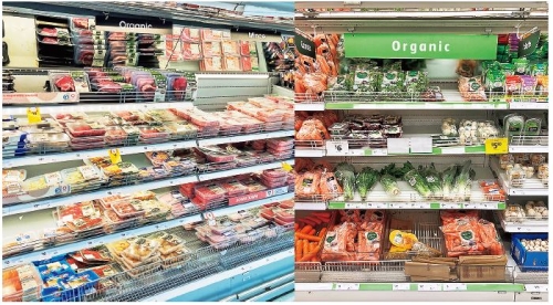 写真1 小売店内の有機農畜産物コーナー